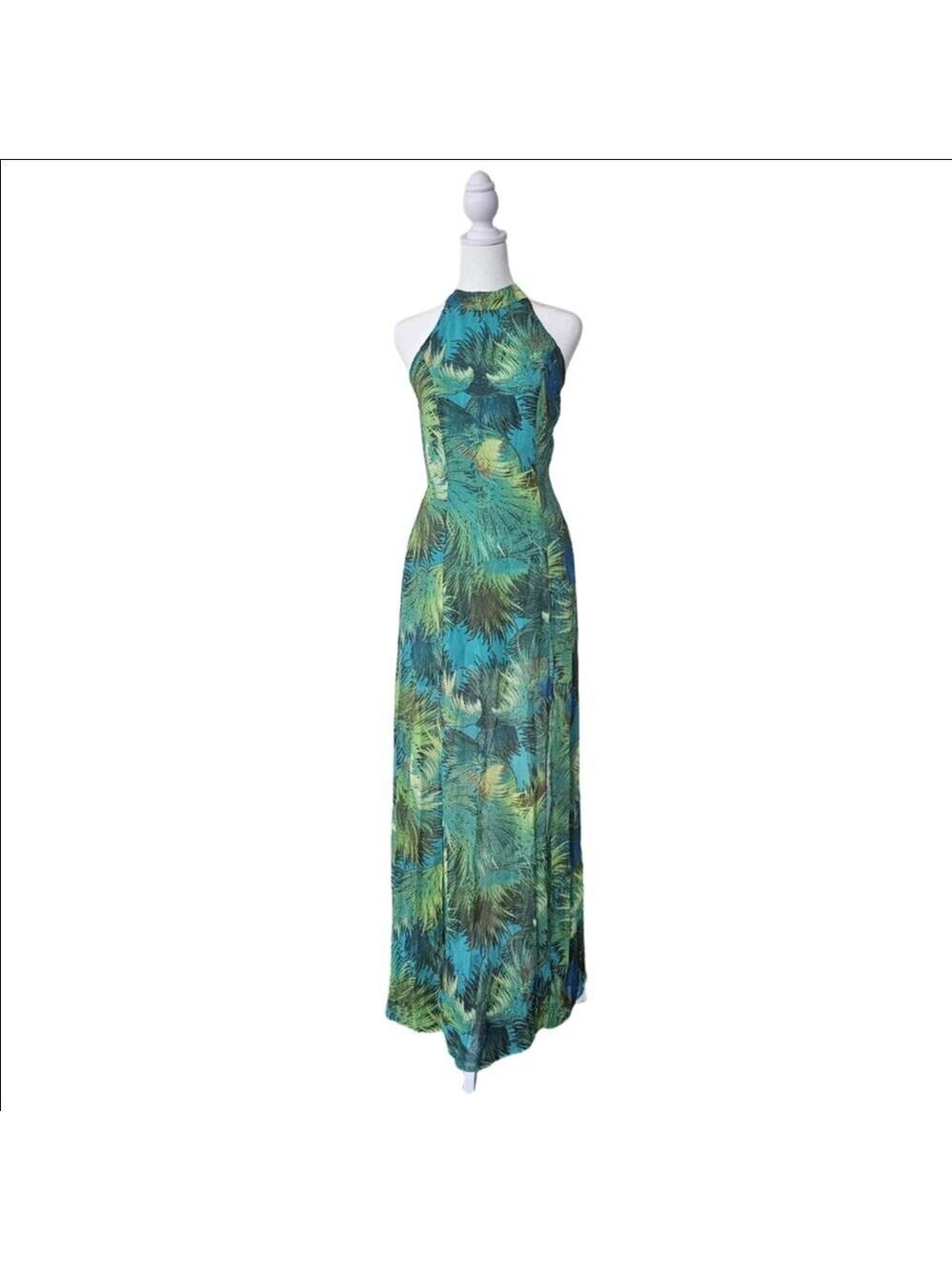 Lulus Tropic Of Discussion Green Open Back Cocktail Maxi Dress Size M